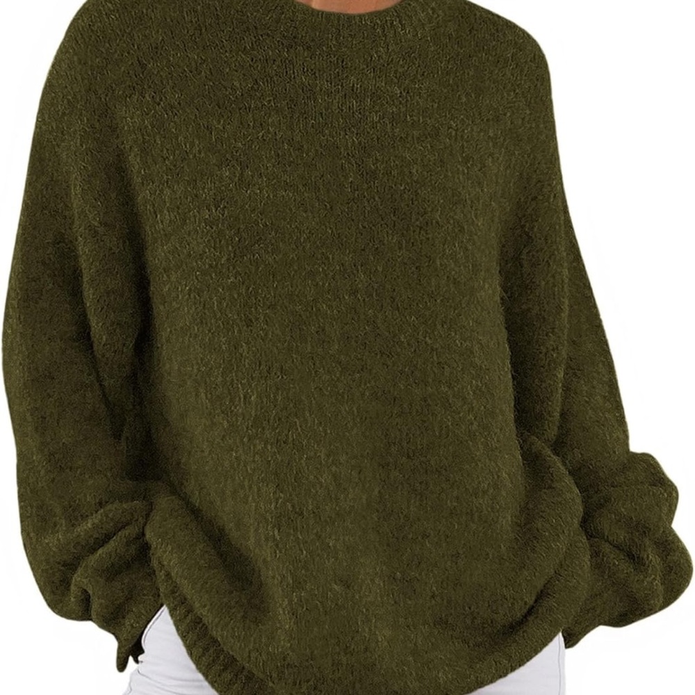 Elegant Olive Women's Crew Neck Sweater